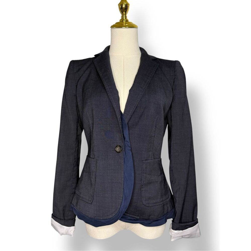 Banana Republic Women’s 6 Wool Blazer Charcoal Grey Stretch Office Professional